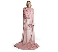 Blumtal plaid avec manche unisex 170x 200 cm - plaid pull avec poches doux certifié Oeko-Tex - couverture manche femme & homme - couverture anti stress 170x200 cm épaisse & cocooning - vieux rose