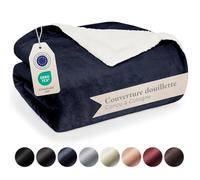 Blumtal Plaid Certifié Oeko-TEX® Polaire Sherpa, Couverture Haute Qualité, Doux, Chaud, Moelleux, Bleu Foncé