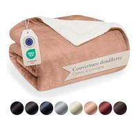 Blumtal Plaid Certifié Oeko-TEX® Polaire Sherpa, Couverture Haute Qualité, Doux, Chaud, Moelleux, Rose Poudré