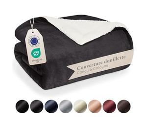 Blumtal Plaid Polaire 130 x 150 cm - Certifié Oeko-TEX®, Sherpa, Couverture Haute Qualité, Douce, Chaude, Moelleuse - Anthracite