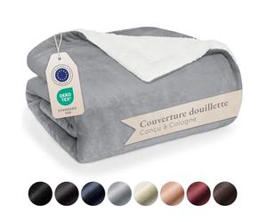 Blumtal Plaid Polaire 230 x 270 - Plaid Certifié Oeko-TEX®, Sherpa, Couverture Polaire Haute Qualité, Doux, Chaud, Moelleux, Gris