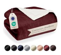 Blumtal Plaid Polaire Sherpa 130 x 150 cm - Certifié Oeko-TEX®, Couverture Haute Qualité, Douce, Chaude, Moelleuse, Rouge Foncé
