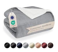 Blumtal Plaid Polaire Sherpa 230 x 270 cm - Couverture Certifiée Oeko-TEX®, Haute Qualité, Douce, Chaude, Moelleuse, Gris