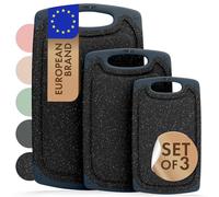Blumtal planche a decouper - set avec 3 différentes tailles (S/M/L) - planche a decouper plastique sans BPA - planche à découper avec poignée et rigole à jus - passe au lave-vaisselle - robuste - noir