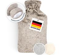 Blumtal Premium bouillotte avec housse en fausse fourrure - bouillotte avec housse en fourrure douce et moelleuse pour soulager la douleur, bouillotte anti-fuite en caoutchouc naturel pour enfants et