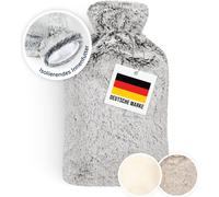 Blumtal Premium Bouillotte avec housse en fausse fourrure - Bouillotte avec housse en fourrure douce et moelleuse pour soulager la douleur, bouillotte anti-fuite en caoutchouc naturel pour enfants et
