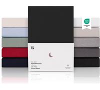 Blumtal® Premium Jersey Topper Drap housse pour lit boxspring 90x200cm - Certifié Oeko-TEX, Drap super doux 100% coton, jusqu'à 10cm de hauteur de topper, Noir