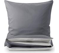 Blumtal Premium Literie d'été extra-douce réversible 155x200 cm & 2X taies d'oreiller 80x80 cm - Housse de couette microfibre, 3 pièces, Moonlight Grey/Gris