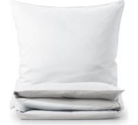 Blumtal Premium Literie d'été extra-douce réversible 200x220 cm & 2X taies d'oreiller 40x80 cm - Housse de couette microfibre, 3 pièces, Moonlight Grey/Blanc