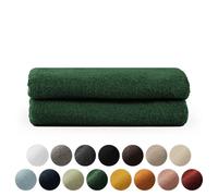 Blumtal Premium Set de serviettes éponge avec boucles de suspension - coton Oeko-TEX, doux, très absorbant - 2X serviette (50x100 cm), vert foncé