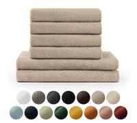 Blumtal Premium Set de serviettes éponge avec boucles de suspension - coton Oeko-TEX, doux, très absorbant - 2X serviette de bain (70x140 cm), 2X serviette de toilette (50x100 cm), taupe