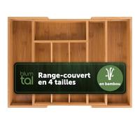 Blumtal range couverts pour tiroir dimensions 33,1 x 29,3 cm - range couvert en bambou avec 5 à 7 compartiments - rangement extensible - facile d'entretien et robuste - rangement au design élégant