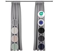 Blumtal Rideau Galon fronceur 117x138 cm Lot de 2 - Rideau Rail - Rideaux Thermique - Rideau occultant Galon fronceur certifiés Oeko-TEX - Rideau pour Rail - Rideau Opaque - Courtains en Gris foncé