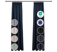 Blumtal Rideau Galon fronceur 140x145 cm Lot de 2 - Rideau Rail - Rideaux Thermique - Rideau occultant Galon fronceur certifiés Oeko-TEX - Rideau pour Rail - Rideau Opaque - Courtains en Bleu foncé