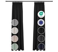 Blumtal Rideau Galon fronceur 140x145 cm Lot de 2 - Rideau Rail - Rideaux Thermique - Rideau occultant Galon fronceur certifiés Oeko-TEX - Rideau pour Rail - Rideau Opaque - Courtains en Noir