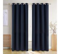 Blumtal rideau occultant thermiques - Lot de 2 rideaux occultants - 132L x 160H cm - rideau thermique isolant anti froid et chaleur - isolant thermique avec œillet pour toutes les saisons - bleu foncé