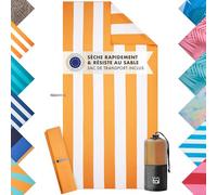 Blumtal Serviette de Plage XXL 90x180 cm - Serviette Microfibre compacte - Serviettes de Plage à séchage Rapide - Drap de Plage XXL - Serviette Sport - Serviette de Plage Anti Sable - Rayures Jaune