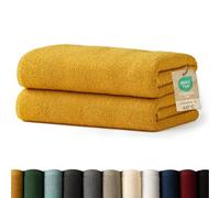 Blumtal - Serviette De Sauna en Coton Jaune Moutarde 80x200 - Lot De 2 - Certifié Oeko-TEX®