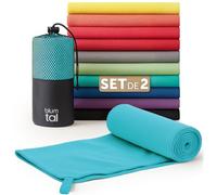 Blumtal Serviette Microfibre 180x90 cm + 80x40 cm - Disponible dans Nombreuses Couleurs et Tailles- Serviettes de Sport compactes- Ultra légères et à séchage Rapide - Vert Clair