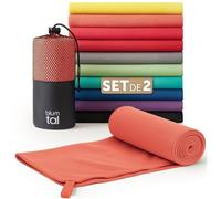 Blumtal Serviette Microfibre 180x90 cm + 80x40 cm - Disponible dans Nombreuses Couleurs et Tailles- Serviettes de Sport compactes- Ultra légères et à séchage Rapide - Coral