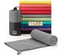 Blumtal Serviette Microfibre 180x90 cm + 80x40 cm - Disponible dans Nombreuses Couleurs et Tailles- Serviettes de Sport compactes- Ultra légères et à séchage Rapide - Gris