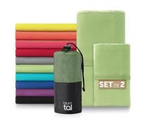 Blumtal Serviette Microfibre 180x90 cm + 80x40 cm - Disponible dans Nombreuses Couleurs et Tailles- Serviettes de Sport compactes- Ultra légères et à séchage Rapide - Vert