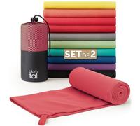 Blumtal Serviette Microfibre 180x90 cm + 80x40 cm - Disponible dans Nombreuses Couleurs et Tailles- Serviettes de Sport compactes- Ultra légères et à séchage Rapide - Rose