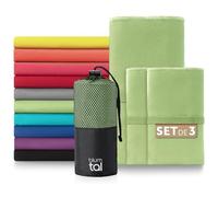 Blumtal Serviette Microfibre 3er Set 180 x 90cm + 2X 80 x 40cm Doux - Serviette Sport Musculation en Microfibre à séchage Rapide - Serviette Salle de Sport en Vert