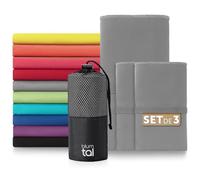 Blumtal Serviette Microfibre 3er Set 180 x 90cm + 2X 80 x 40cm Doux - Serviette Sport Musculation en Microfibre à séchage Rapide - Serviette Salle de Sport en Gris
