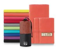 Blumtal Serviette Microfibre 3er Set 180 x 90cm + 2X 80 x 40cm Doux - Serviette Sport Musculation en Microfibre à séchage Rapide - Serviette Salle de Sport en Coral - Rouge