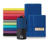 Blumtal Serviette Microfibre 3er Set 180 x 90cm + 2X 80 x 40cm Doux - Serviette Sport Musculation en Microfibre à séchage Rapide - Serviette Salle de Sport en Kings Blue