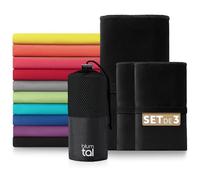 Blumtal Serviette Microfibre 3er Set 180 x 90cm + 2X 80 x 40cm Doux - Serviette Sport Musculation en Microfibre à séchage Rapide - Serviette Salle de Sport en Noir