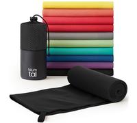Blumtal serviette microfibre - serviette microfibre compacte, ultra légère et à séchage rapide, serviette de sport, serviette de voyage, serviette de plage, serviette de bain microfibre, noir, 140 x 7