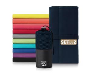 Blumtal - Serviette Microfibre - Lot De 2 - Serviette Sport - Serviette De Plage, De Voyage - Serviette À Séchage Rapide, Compacte, Ultralégère Et Super Absorbante - Dark Ocean Blue - Bleu - 80 x 40cm
