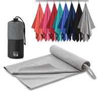 Blumtal serviette microfibre - serviette microfibre compacte, ultra légère et à séchage rapide, serviette de sport, serviette de voyage, serviette de plage, serviette de bain microfibre, gris, 100x200