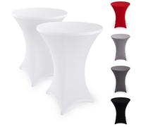 Blumtal Set de 5 housses de tables hautes en stretch sans repassage - housses de table certifiées Oeko-TEX pour tables hautes Ø 70 - 75 cm, renforcement au niveau du pied, lavable en machine, blanc