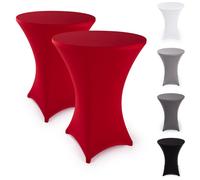 Blumtal set de 5 housses de tables hautes en stretch sans repassage - housses de table certifiées Oeko-TEX pour tables hautes Ø 70 - 75 cm, renforcement au niveau du pied, lavable en machine, rouge