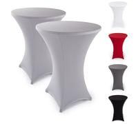 Blumtal Set de 5 housses de tables hautes stretch sans repassage - housses de table certifiées Oeko-TEX pour tables hautes Ø 70 - 75 cm, renforcement au niveau du pied, lavable en machine, gris