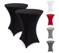 Blumtal set de 5 housses de tables hautes stretch sans repassage - housses de table certifiées Oeko-TEX pour tables hautes Ø 60 - 65 cm, renforcement au niveau du pied, lavable en machine, noir