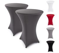 Blumtal set de 5 housses de tables hautes stretch sans repassage - housses de table es Oeko-TEX pour tables hautes Ø 60 - 65 cm, renforcement au niveau du pied, lavable en machine, anthracite