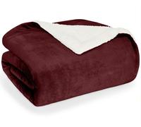 Blumtal Sherpa Couverture douillette 230x270 cm - Couverture moelleuse pour le salon - Couverture douce pour le salon et la maison, rouge foncé