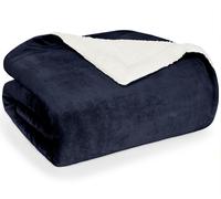 Blumtal Sherpa Couverture douillette 230x270 cm - Couverture moelleuse pour le salon - Couverture douce pour le salon et la maison, bleu foncé