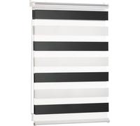Blumtal Store double 60 x 155 - 195cm - store à enroulement Klemmfix, stores pour fenêtres sans percer, stores à enroulement pour fenêtres & portes, blanc - noir