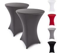 Blumtal Stretch Housses de tables hautes sans repassage - Housses de table certifiées Oeko-TEX pour tables hautes Ø 80 - 85 cm, renforcement au niveau du pied, lavables en machine, anthracite