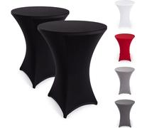 Blumtal Stretch Housses de tables hautes sans repassage - Housses de table certifiées Oeko-TEX pour tables hautes Ø 70 - 75 cm, renforcement au niveau du pied, lavables en machine, noir
