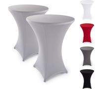 Blumtal Stretch Housses de tables hautes sans repassage - Housses de table certifiées Oeko-TEX pour tables hautes Ø 60 - 65 cm, renforcement au niveau du pied, lavables en machine, gris argenté