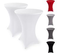 Blumtal Stretch Housses de tables hautes sans repassage - Housses de table certifiées Oeko-TEX pour tables hautes Ø 70 - 75 cm, renforcement au niveau du pied, lavables en machine, blanc