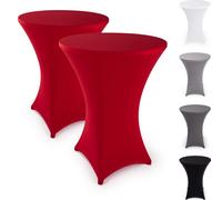 Blumtal Stretch Housses de tables hautes sans repassage - Housses de table certifiées Oeko-TEX pour tables hautes Ø 70 - 75 cm, renforcement au niveau du pied, lavable en machine, rouge