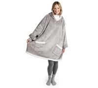 Blumtal Sweat sherpa femme homme avec manches et capuche - Pull Plaid femme certifié OEKO-TEX doux - Sweat capuche femme - Pull Plaid homme chaud - Plaid a enfiler femme - Pull couverture homme - Gris