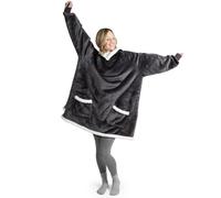 Blumtal Sweat sherpa femme homme avec manches et capuche - Pull Plaid femme certifié OEKO-TEX doux - Sweat capuche femme - Pull Plaid homme - Plaid a enfiler femme - Pull couverture homme - Anthracite